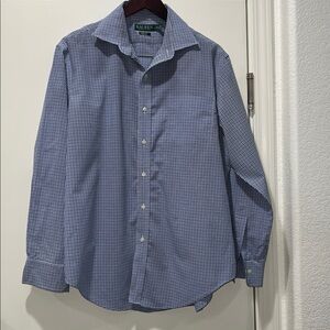 LAUREN by Ralph Lauren Men's Blue Gingham Button-Down Shirt